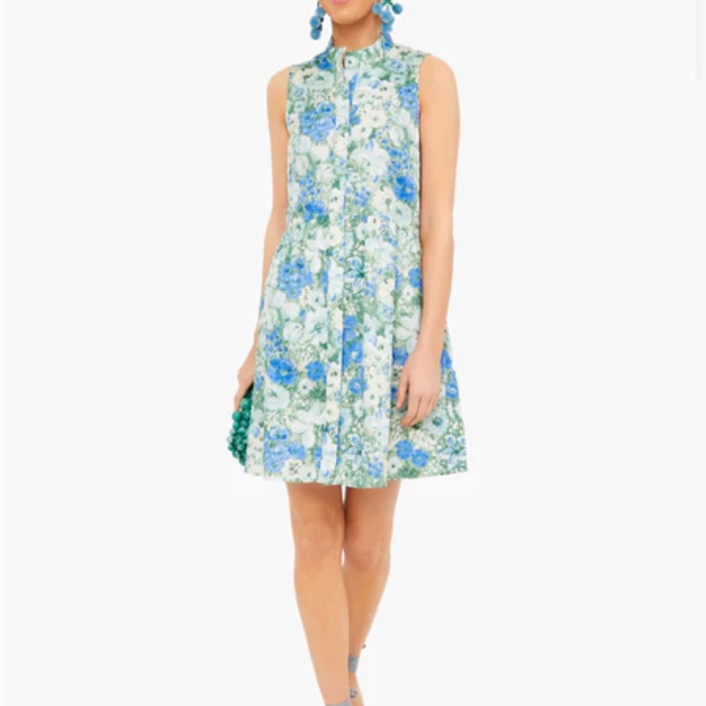 Tuckernuck Jardin De Fleurs Sleeveless Royal Shirt Dress